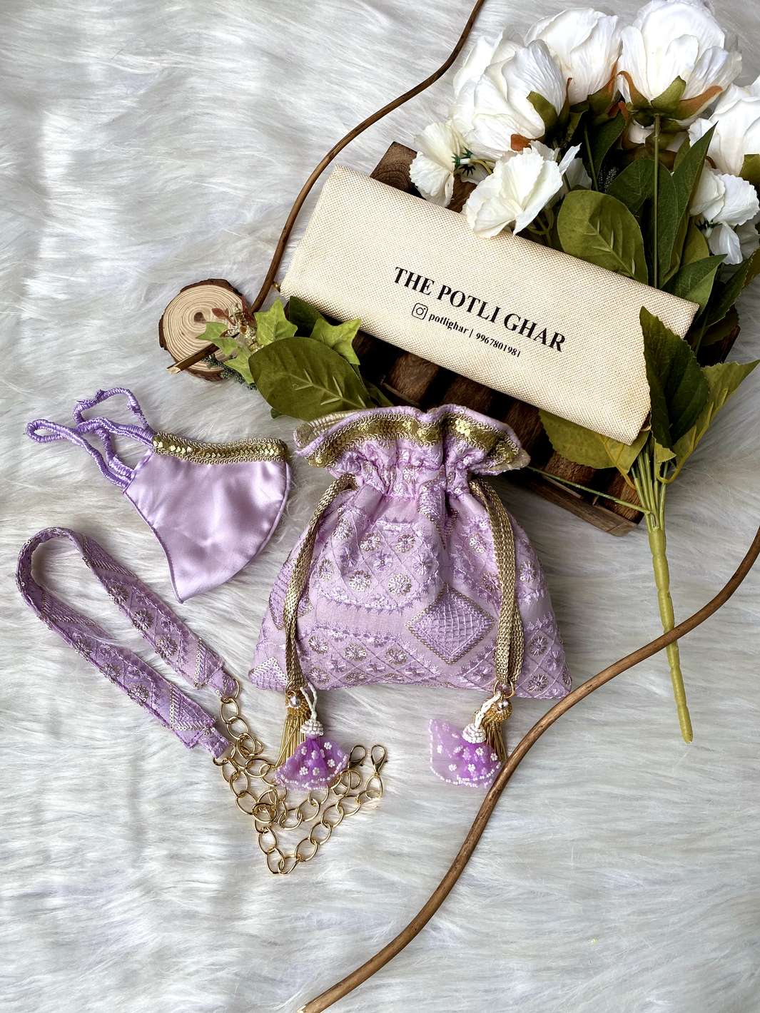 Lilac ThreadArt Potli