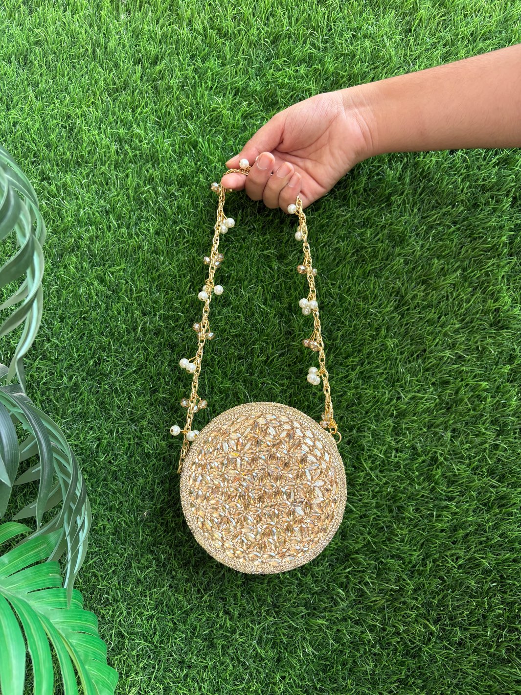 Circle Stone Mini Clutch for weddings and parties