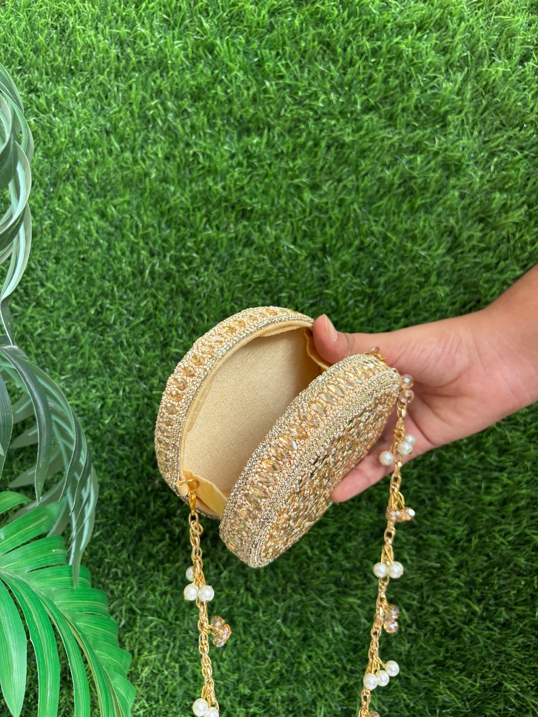 Circle Stone Mini Clutch for weddings and parties