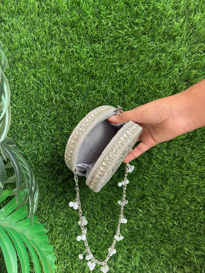 Circle Stone Mini Clutch for weddings and parties