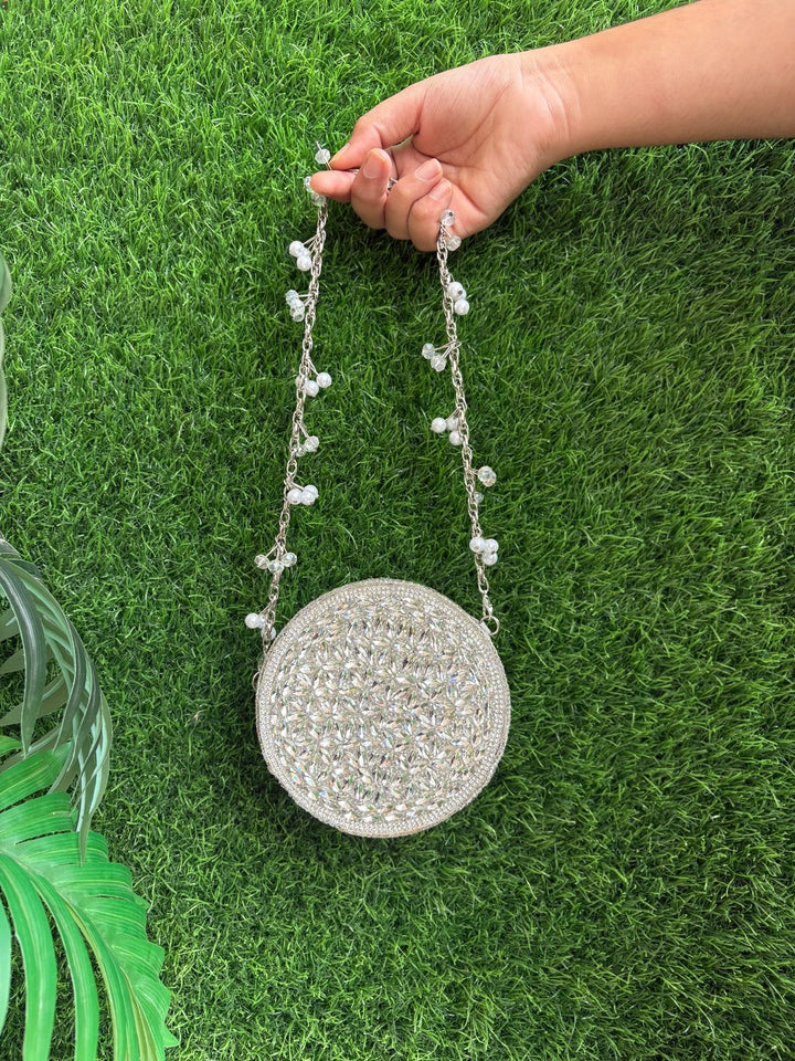 Circle Stone Mini Clutch for weddings and parties
