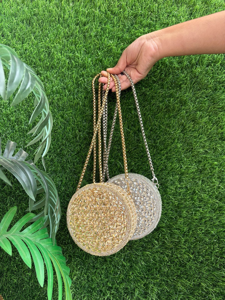 Circle Stone Mini Clutch for weddings and parties