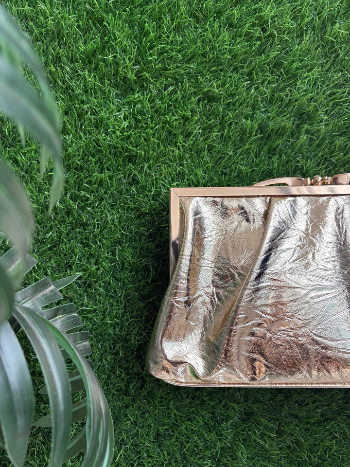 Metallic Double Frame Clutch Bag