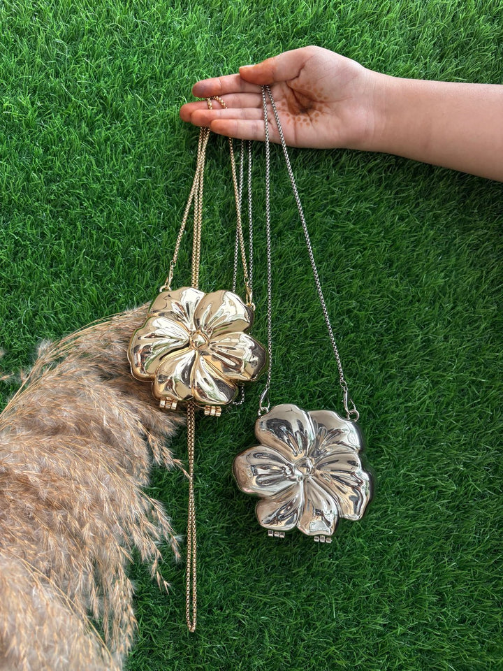 Embellished Metal Mini Bag - Flower