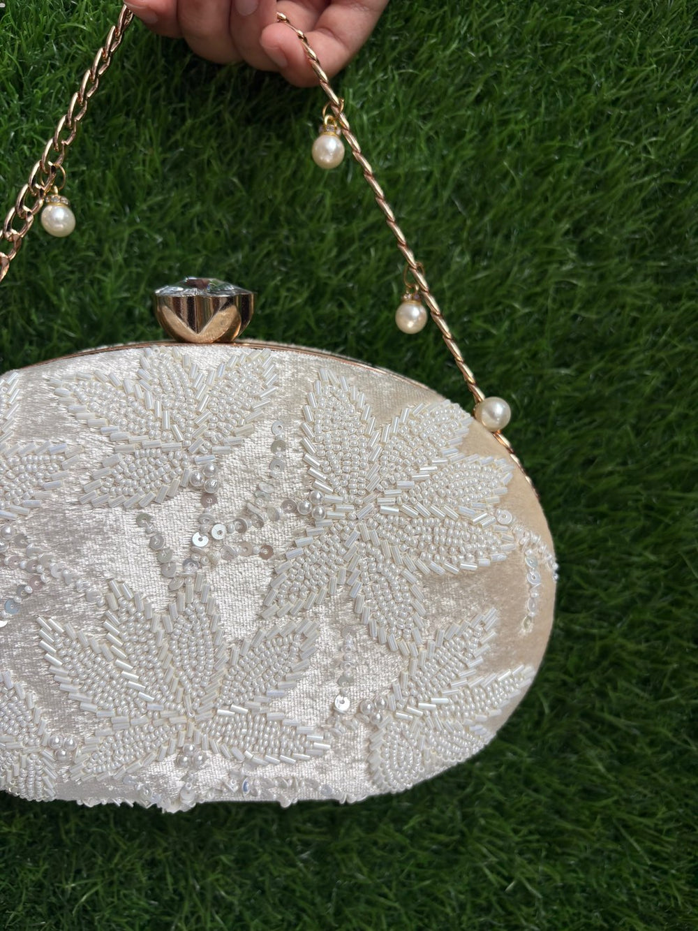 Designer floral cutdaana embellished clutch for weddings