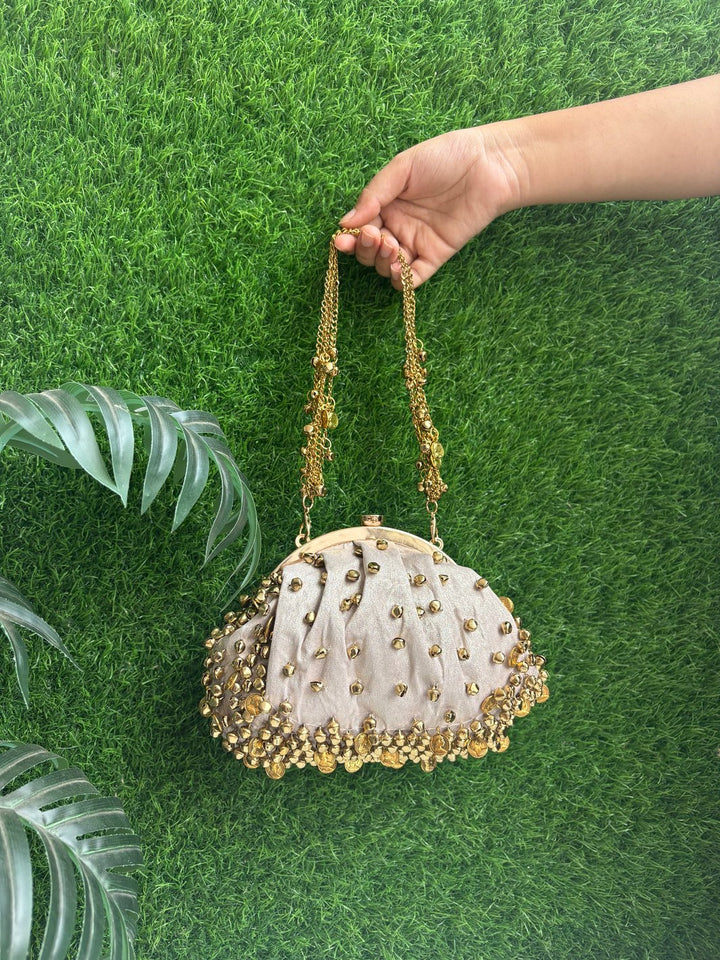 Designer potli clutch with ghungroo detailing