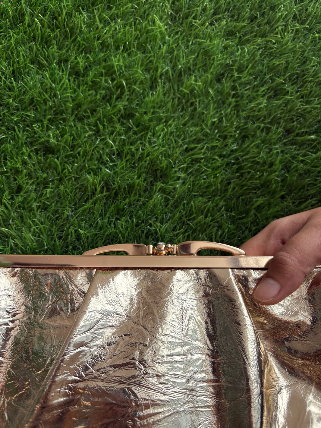 Metallic Double Frame Clutch Bag