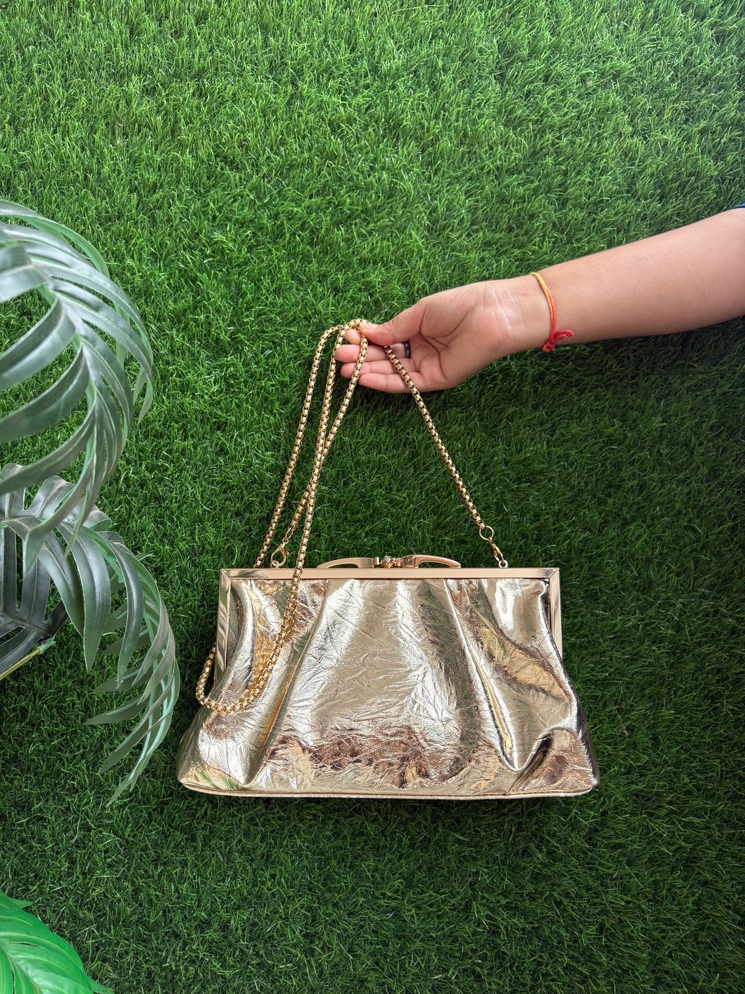 Metallic Double Frame Clutch Bag