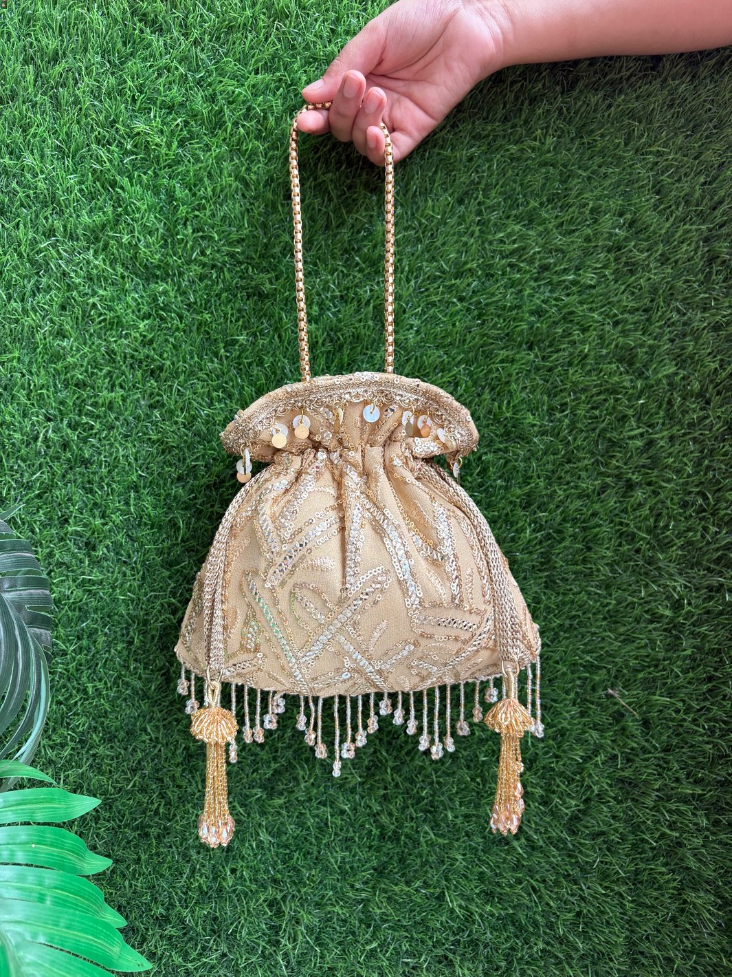 Handcrafted White Designer Potli Bag