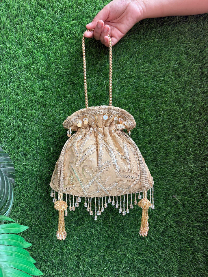 Handcrafted White Designer Potli Bag