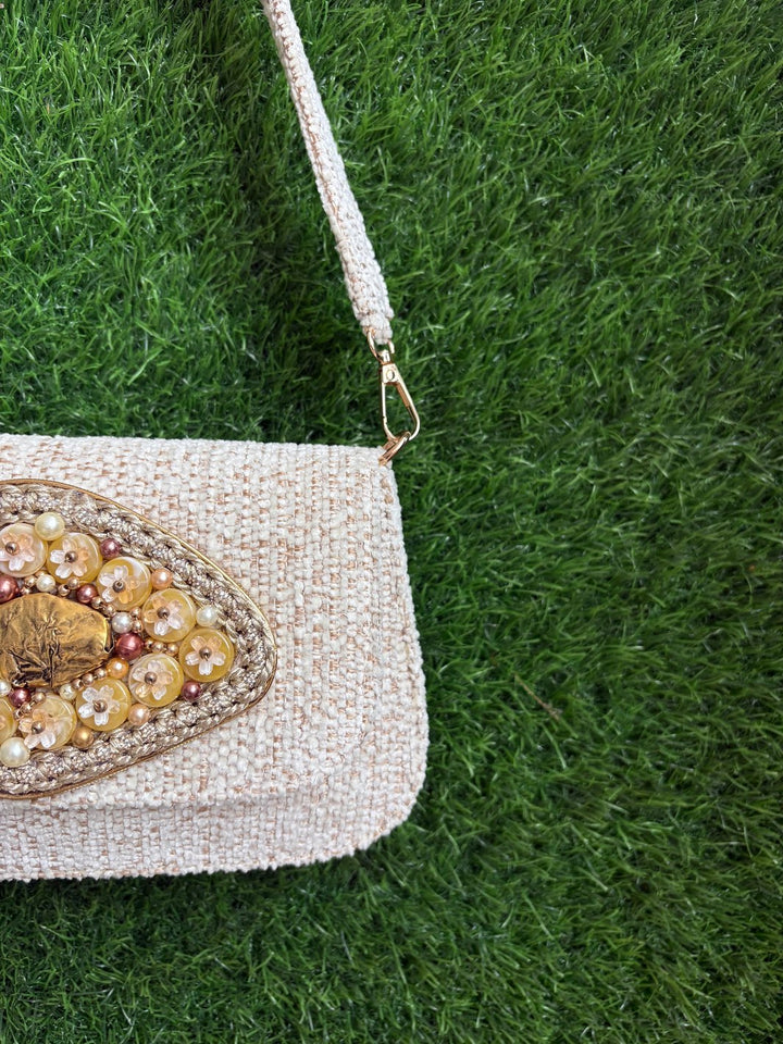 Floral embellished designer clutch for weddings and parties