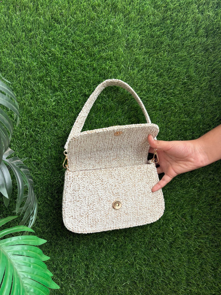 Elegant women's evening clutch with handcrafted floral design