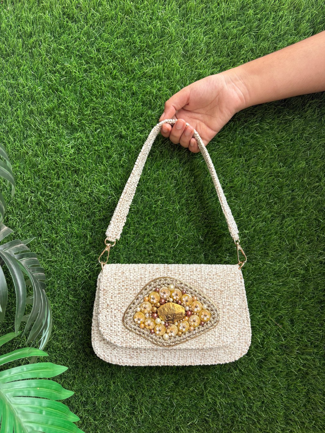 Luxury tweed wedding clutch bag for women