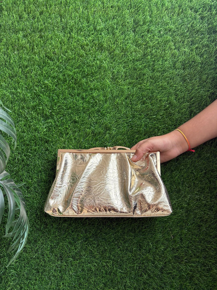 Metallic Double Frame Clutch Bag