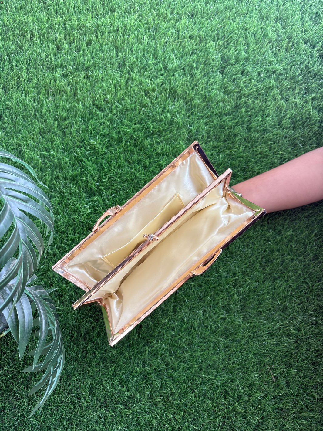 Metallic Double Frame Clutch Bag