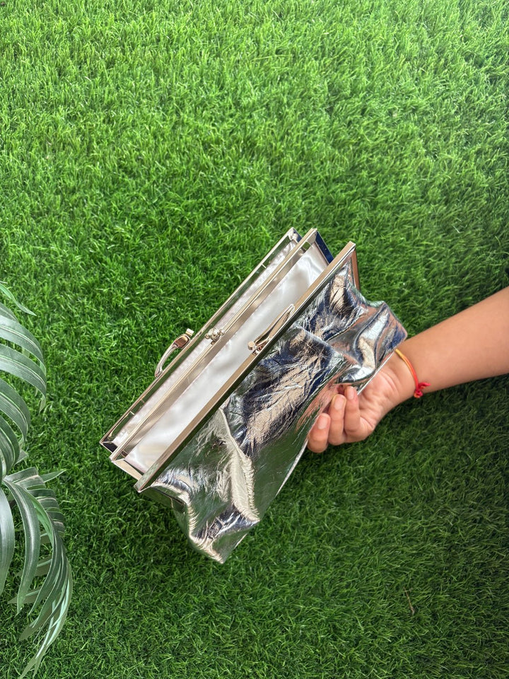 Metallic Double Frame Clutch Bag