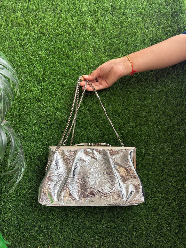 Metallic Double Frame Clutch Bag