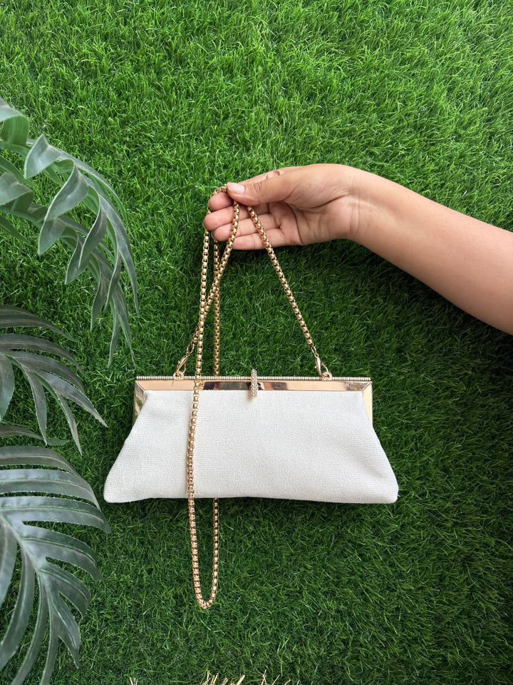 Minimal Saj Dhaj Clutch - Ivory