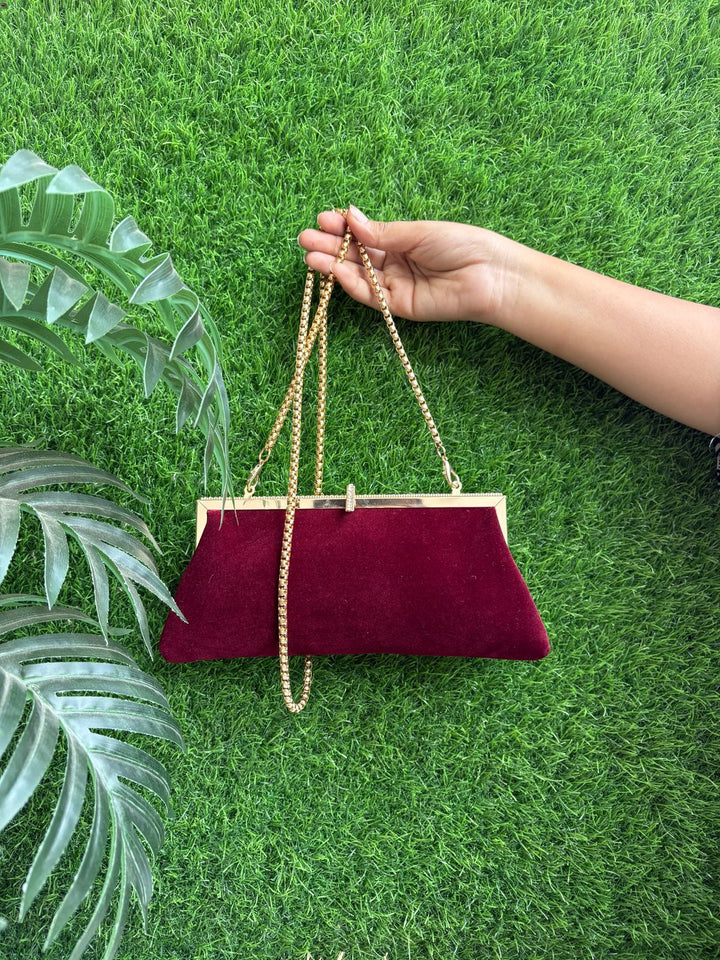 Minimal Saj Dhaj Clutch - Maroon