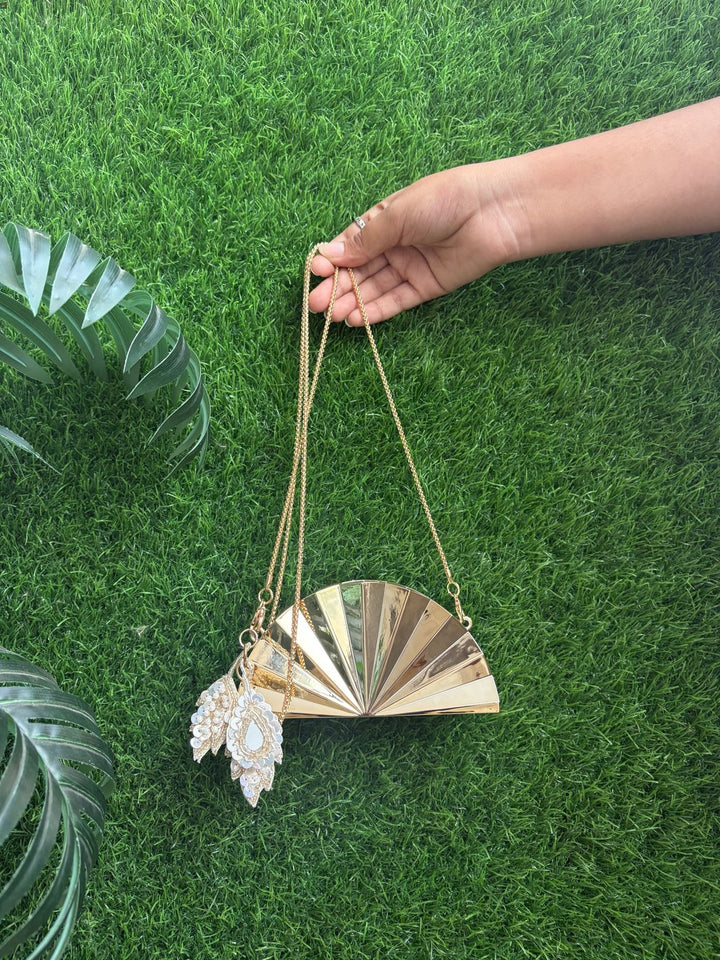Designer mini metal clutch bag for women with a unique four-element design