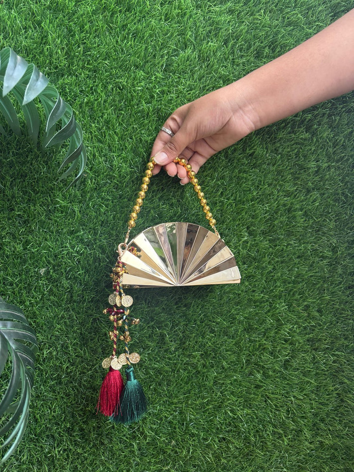 Designer mini metal clutch bag for women with a unique four-element design