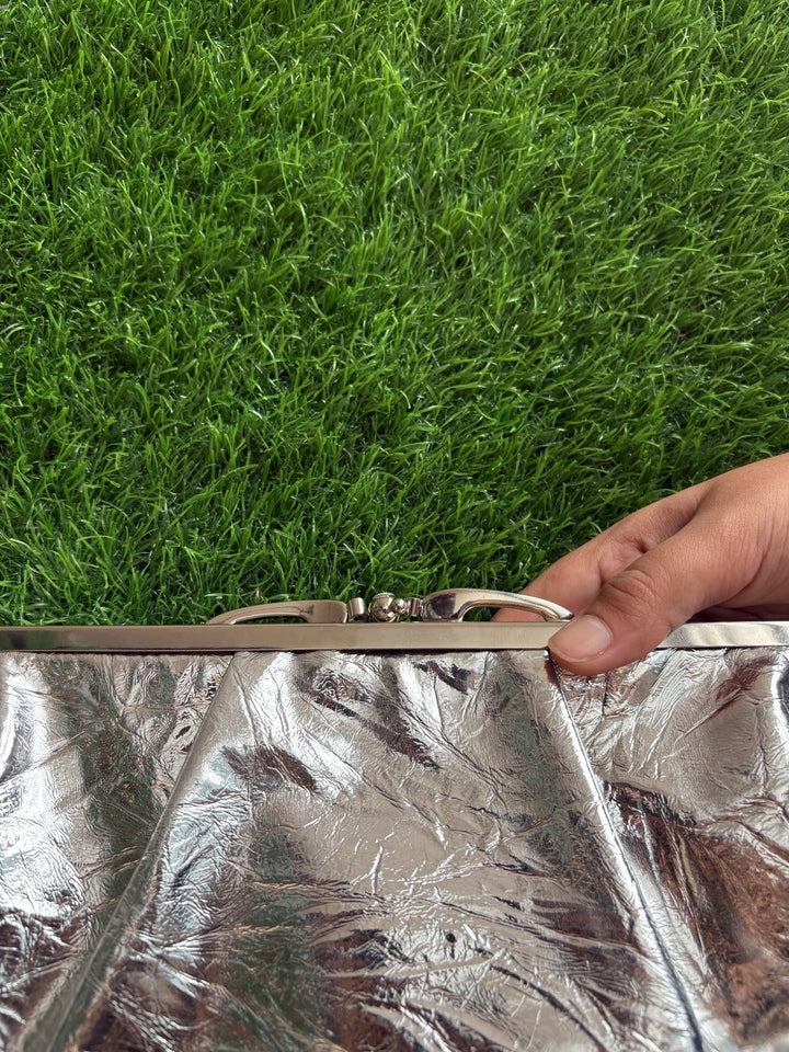 Metallic Double Frame Clutch Bag