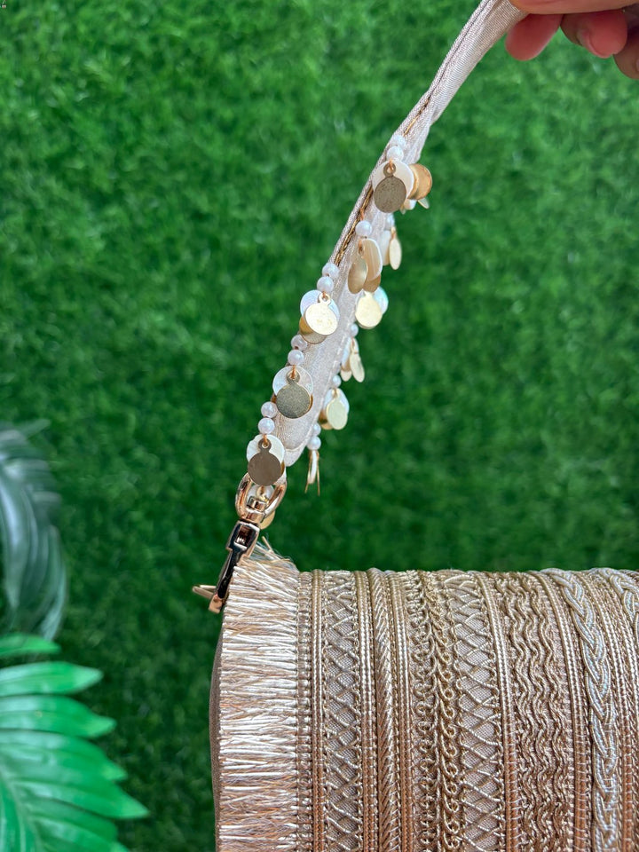 Premium Gold Ethnic Clutch Bag for weddings and parties
