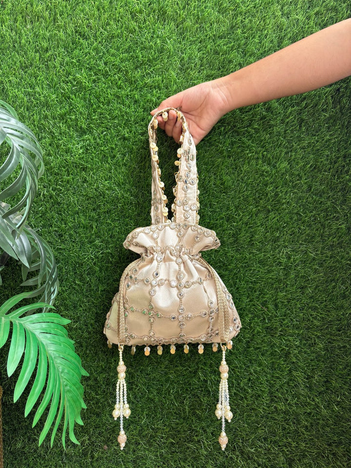 Designer Gold Cutwork Potli Bag