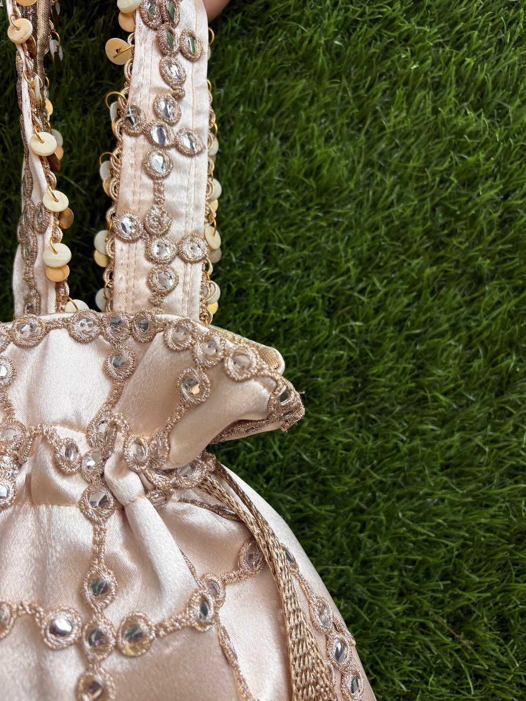 Luxury Gold Wedding Potli Bag for Trousseau
