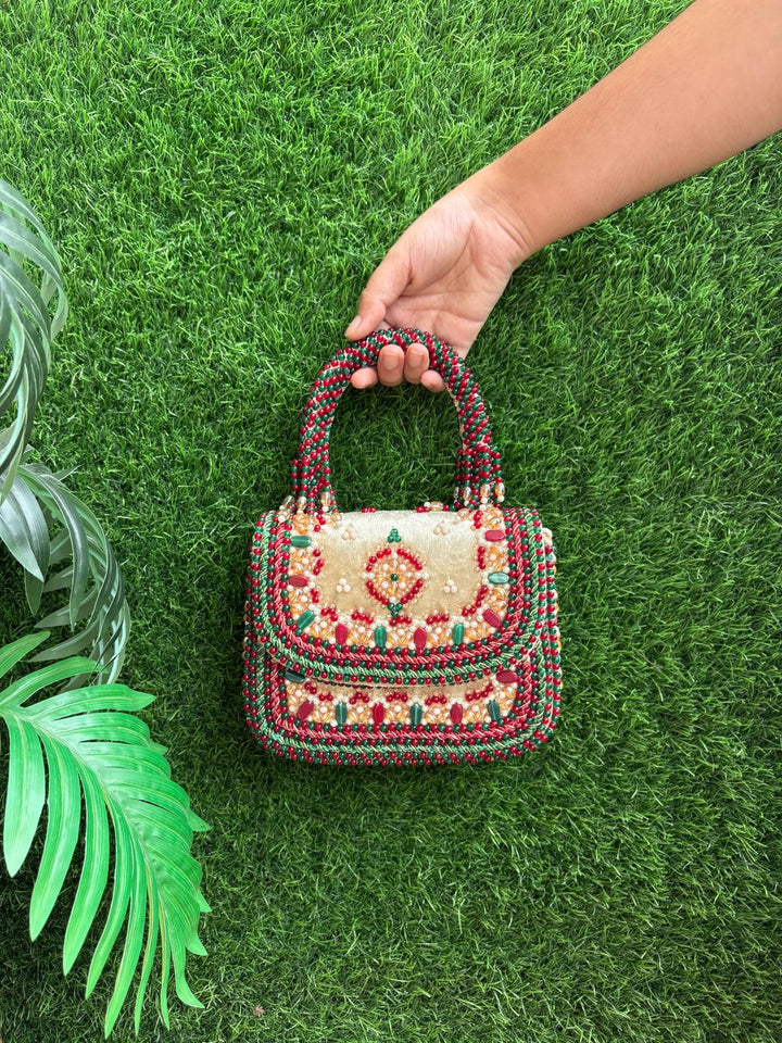 Handcrafted bridal jewellery work clutch