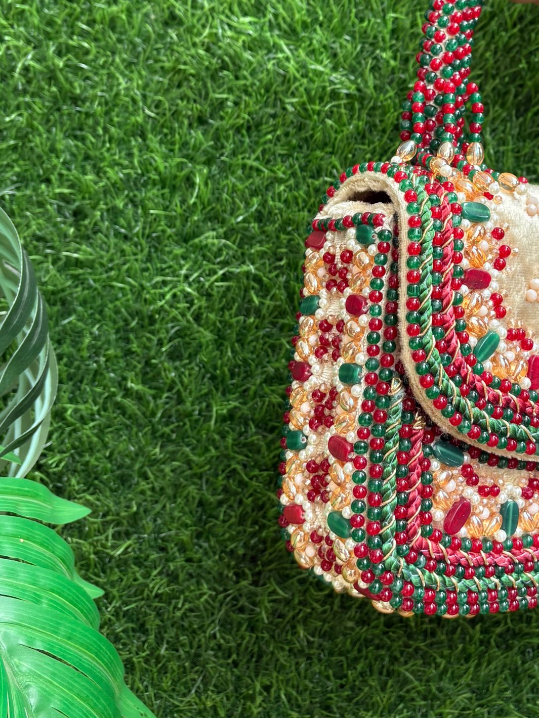 Embellished festive clutch bag