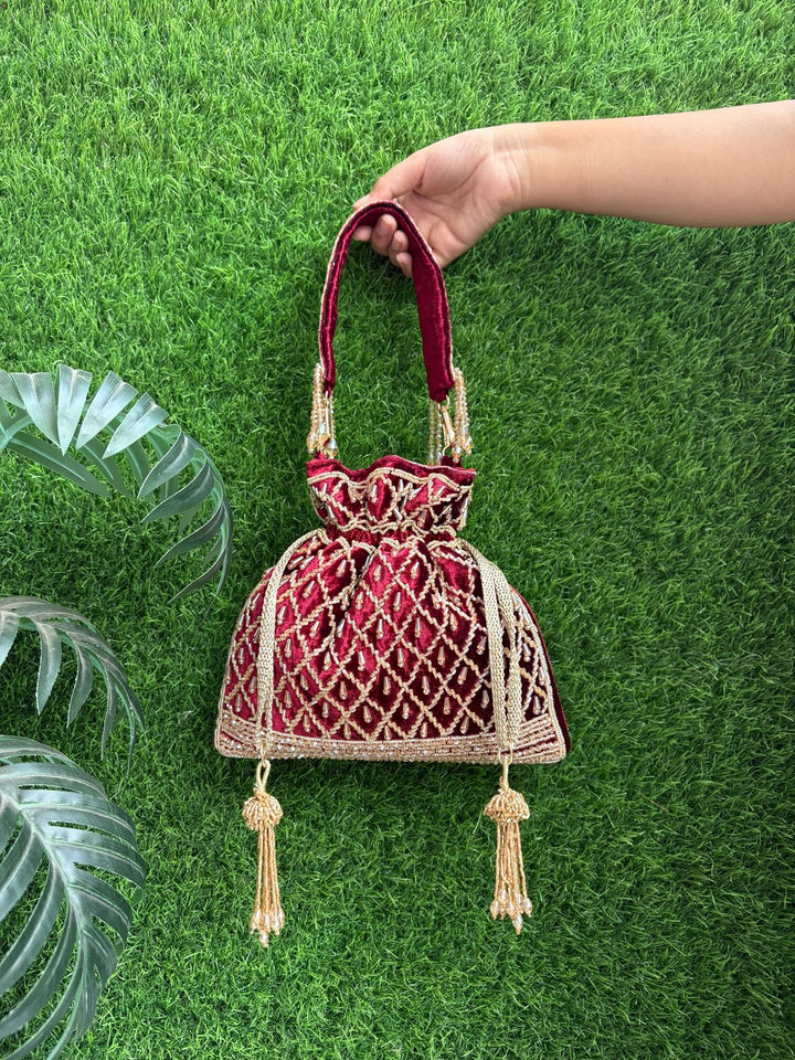 Velvet Handcrafted Noor Potli bag by The Potli Ghar