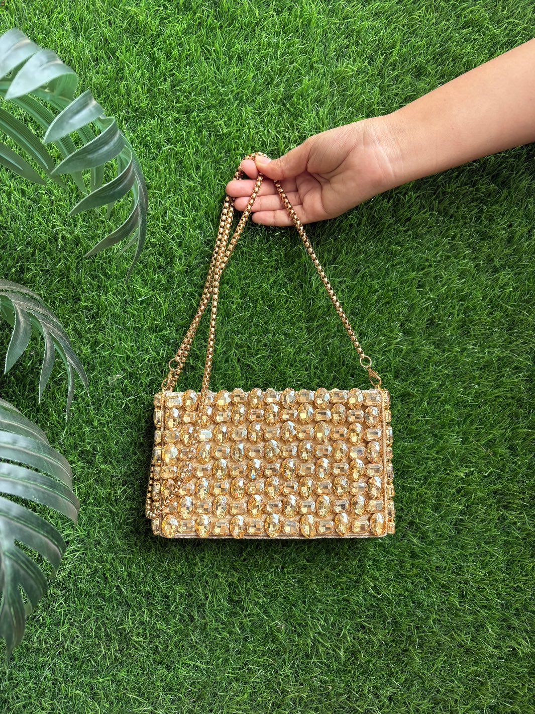 Elegant crystal mini clutch for wedding and evening wear