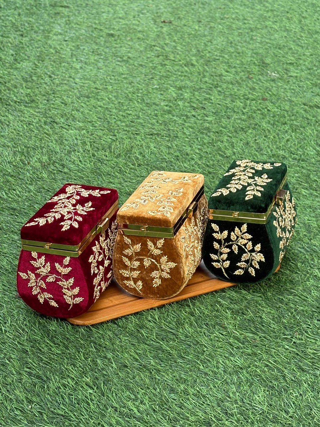 Zardosi Heritage Clutch in golden with intricate detailing